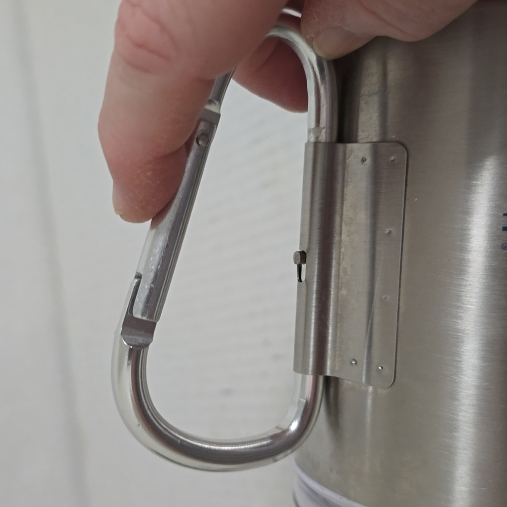NEW Ozark Trail Silver Mug with Blue Logo and Carabiner Handle - Picture 12 of 16
